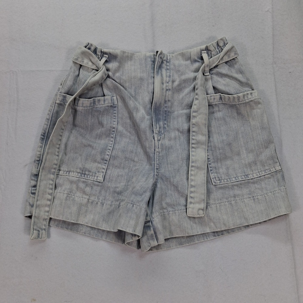 Pilcro Shorts Womens 27 Slim Boyfriend Light Blue Belted Paperbag Denim EUC